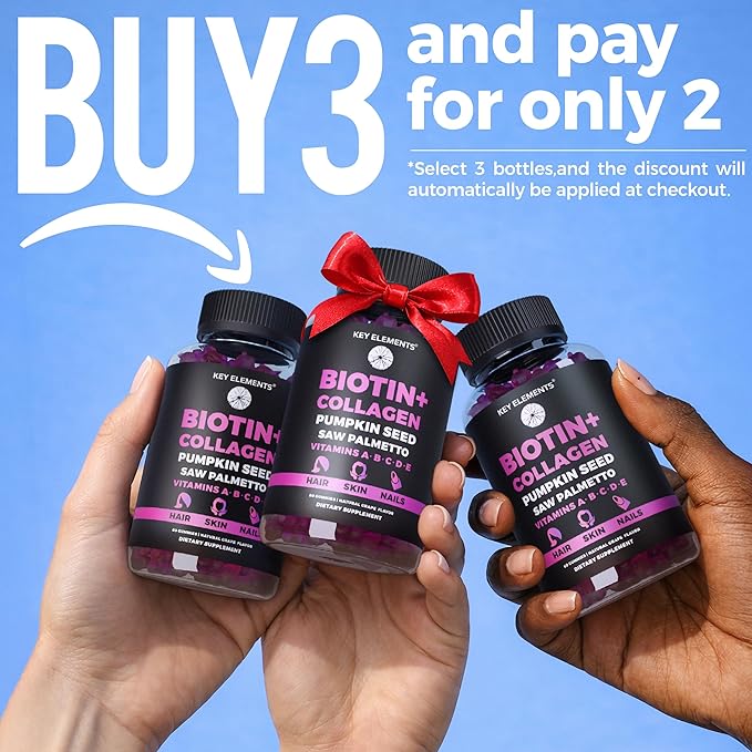 Hair Skin and Nails 10000mcg Biotin Gummies & Collagen Gummies - Biotin Vitamins for Hair Growth Pumpkin Seed Oil, Saw Palmetto Extract & Vitamins A B6 C D E - Biotin and Collagen Supplements