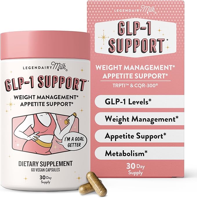 Legendairy Milk GLP-1 Supplement for Weight Management Appetite Control for Women w Trpti OEA, CQR-300 & Chromium, Supports Natural Fullness Signals & Hunger, Metabolism Support Supplement 1-Pack