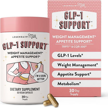 Legendairy Milk GLP-1 Supplement for Weight Management Appetite Control for Women w Trpti OEA, CQR-300 & Chromium, Supports Natural Fullness Signals & Hunger, Metabolism Support Supplement 1-Pack