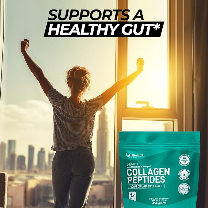 Collagen Peptides Protein Powder Instant-Mix [Unflavored] Hydrolyzed Collagen Supplement – from Pasture-Raised Grass-Fed Bovine Beef Non-GMO Keto & Paleo Friendly Anti-Aging Supplements PhiNaturals