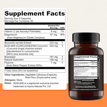 UpWellness Golden Revive + Joint Support Supplement Featuring Turmeric with Black Pepper, Quercetin, and Magnesium- Turmeric Boswellia Supplement - 6 Active Ingredients - 60 Capsules, 5 Pack