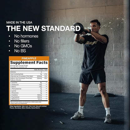 RAW EAA Plus, Amino Acids Powder, Pineapple (30 Servings) - Pre Workout Amino Energy Powder for Advanced Endurance, Recovery & Lean Muscle Growth - BCAA Amino Acids Supplement for Men & Women