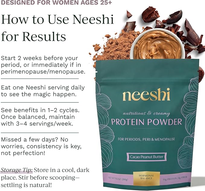 Hormone Balance Protein Powder – PMS & Perimenopause Relief for Cramps, Bloating & Mood Swings – Vegan Plant Based Superfood – 7 Servings