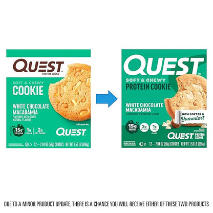 Quest Nutrition White Chocolate Macadamia Protein Cookie, 15g Protein, 1g Sugar, 2g Net Carbs, Keto Friendly, High Protein, Low Carb; 4 Count