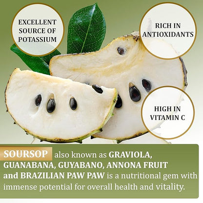 Soursop Leaves & Soursop Fruit Gummies - Sugar Free Soursop Graviola Gimmies - 3000mg Max Strenght Soursop Extract - Graviola Supplement - Soursop Fruit and Leaf - 60ct - Non-GMO – Vegan Friendly