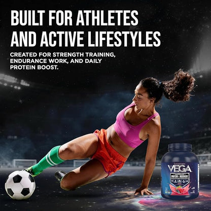 Vega Sport Vegan Protein Powder + Recovery - 30g Plant Based Protein per Serving, Berry, 45 Servings, 5g BCAAs, Probiotics, NSF Certified, for Shakes & Smoothies, 4.2lbs (Packaging May Vary)