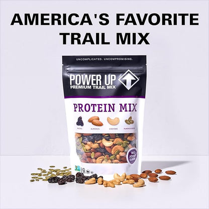 Power Up Premium Trail Mix - Protein Packed 14oz, No Added Sugar, Made Without Peanuts, Gluten Free, Vegan, Non-GMO