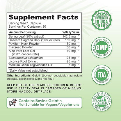 15 Day Colon Cleanse for Women – Natural Detox Pills with Herbs, Fiber & Probiotics – Bloating & Constipation Relief, Weight Loss & Gut Health Reset – 30 Capsules
