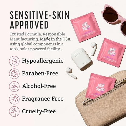 Stall Mates Feminine Fresh - Flushable Wipes, Individually Wrapped Cleansing Travel Friendly PH balanced Unscented with Sunflower, Rosemary and Aloe (30 on-the-go singles)
