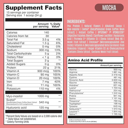 BIRDMAN Fitmingo Vegan Protein Powder with Inositol, Collagen Boosters, Hyaluronic Acid and Vitamins | Low Carb, Dairy Free, Low Calorie | 23g Plant Based Blueberry Protein Powder with Myo-Inositol