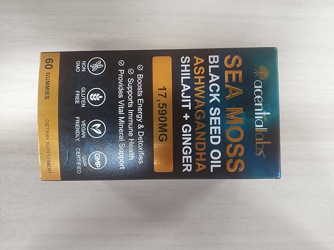 Sea Moss Gummies, Sea Moss, Bladderwrack, Ashwagandha, Burdock Root, Energy, Immune Support, 60 Vegan Gummies