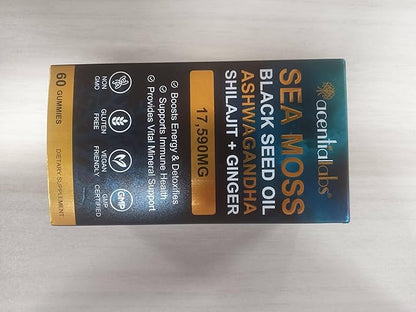 Sea Moss Gummies, Sea Moss, Bladderwrack, Ashwagandha, Burdock Root, Energy, Immune Support, 60 Vegan Gummies