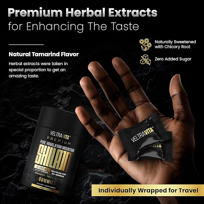 Pure Himalayan Shilajit Gummies with Ginkgo Biloba, Chaga & KSM-66 Ashwagandha | Shilajit for Men & Women | Max Potency | 76%+ Fulvic Acid & 92+ Trace Minerals | Sugar Free