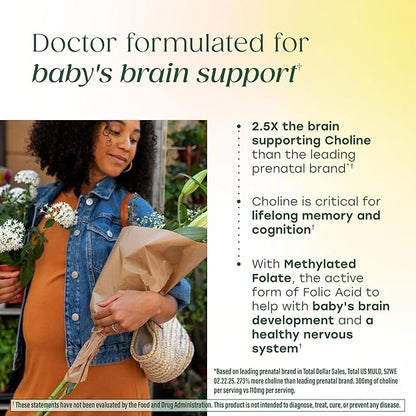 MegaFood Baby & Me 2 Prenatal Multi Minis - Prenatal Vitamins for Women with Choline & Methyl Folate - Gluten-Free, Vegetarian, Pre Natal Multivitamin for Women – 120 Minis Tablets, 30 Servings
