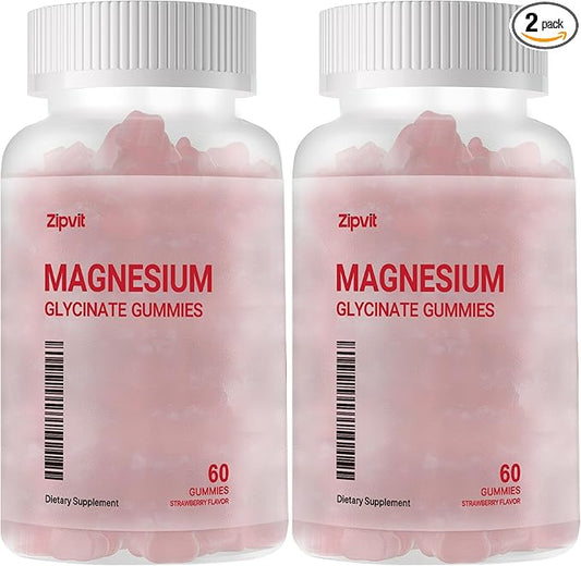 Magnesium Glycinate Gummies 1000mg - Sugar Free Magnesium Potassium Supplement with Vitamin D, B6, CoQ10 for Calm Mood & Sleep Support - 120 Strawberry Gummies