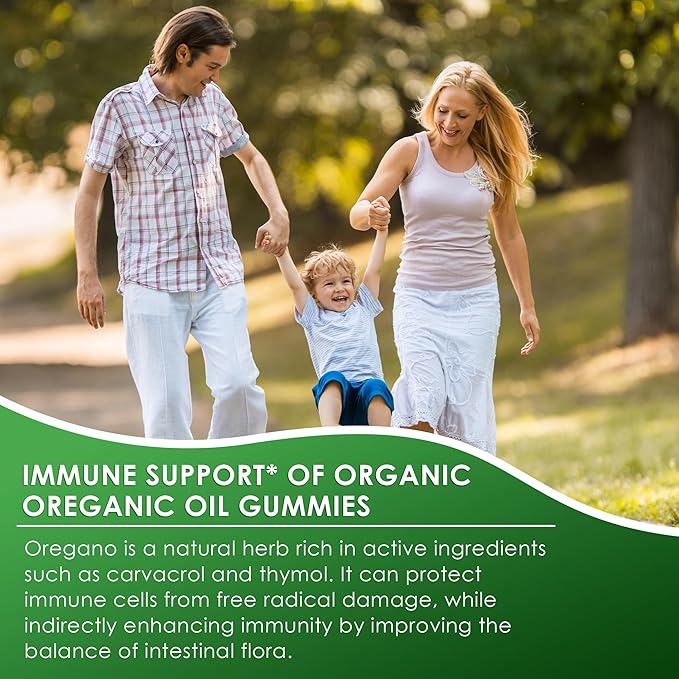 Oregano Oil with Black Seed Oil Organic Gummies for Kids and Adults | 6-in-1 Oregano Oil Supplement | Carvacrol + Thymoquinone | Immune Support with Garlic, Elderberry | Sugar-Free, 180 Chewable