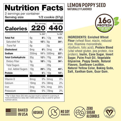 Lenny & Larry's Complete Protein Cookie,[Lemon Poppy Seed],Chewy Soft Baked,16g Plant Protein,Vegan,Non-GMO,High Fiber,4 Ounce Cookie,(Pack of 24)