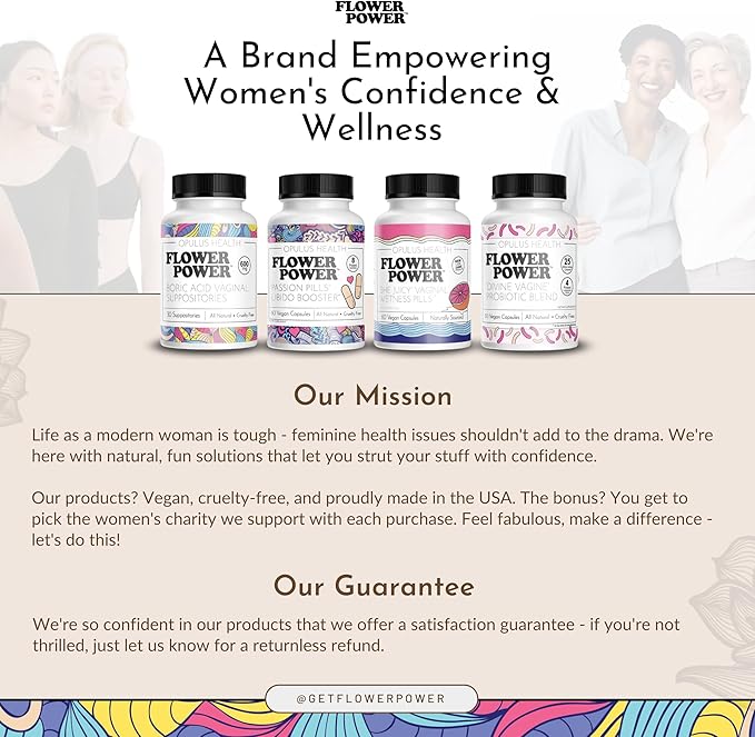 Flower Power Divine Feminine Wellness Blend Capsules – Daily Herbal & Probiotic Supplement for Women’s Balance & Wellness – 30 Count