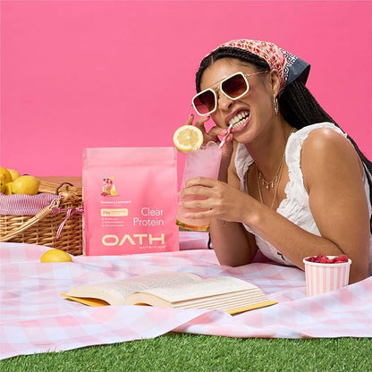 Oath Nutrition Clear Whey Isolate Protein Powder, Raspberry Lemonade, 20g Complete Protein per Serving, No Added Sugar, Grass-Fed, 18 Servings