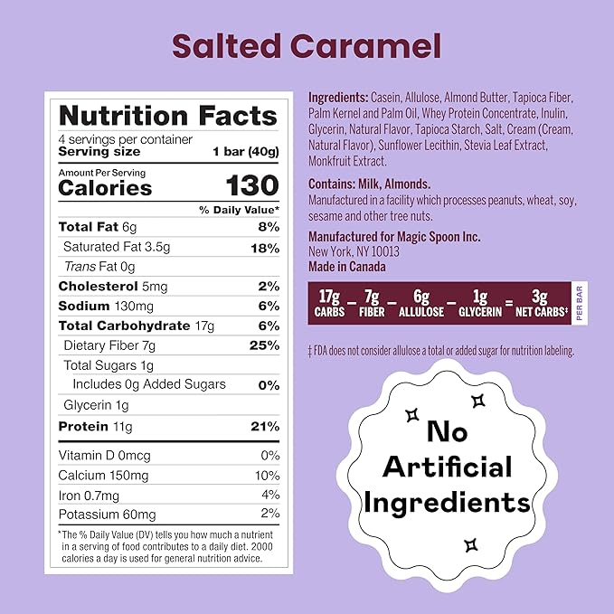Magic Spoon Treats - 16 High Protein Bars, Salted Caramel - High Protein Gluten Free Snack - Sugar Free & Gluten Free Protein Cereal Bar - Low Carb & Keto Friendly - Healthy Snacks for Adults