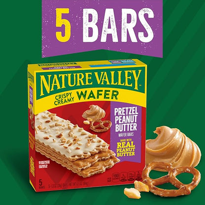 Nature Valley Crispy Creamy Wafer Bars, Pretzel Peanut Butter, 5 Bars, 6.5 oz