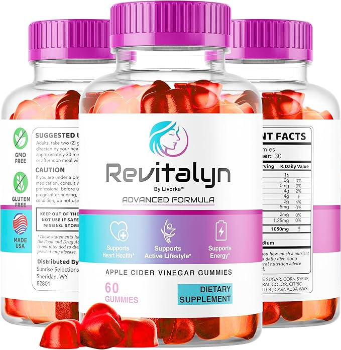 (3 Pack) Revitalyn Gummies - Revitalyn Apple Cider Vinegar Daily Formula for Skin Health, RevitalynAppleCider Gummy Premium Support Healthy All Natural Advanced Formula, 180 Gummies for 3 Months
