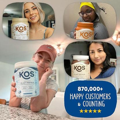 KOS Plant Based Protein Powder, Blueberry Muffin - Organic Pea Protein Superfood with Spirulina and Immune Support Blend. Soy, Gluten, Dairy Free - Vegan Meal Replacement for Women & Men - 10 Servings