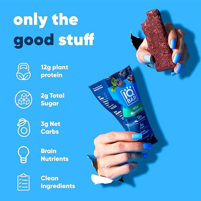IQBAR Clean Plant Protein Bars - Fruit Lovers Variety Pack - 12 Count - Keto, Vegan, High Fiber, Gluten and Dairy Free, Low Sugar Snack - Brain and Body Nutrients for Focus, Energy, Meal Replacement