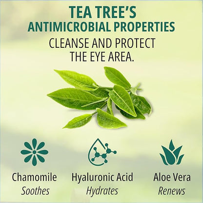 200 PCs Tea Tree Eyelid Wipes – Cleaning Eye Wipes for People with Dry Eyes – Gentle Eyelid Cleanser with Hyaluronic Acid, Chamomile and Aloe – Individually Wrapped & Biodegradable - 2 pack