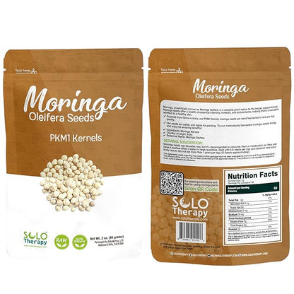 Moringa Seeds KERNEL Shelled Clean - PKM1, Edible, Malunggay, Drumstick Tree, Herbal Tea - Resealable Bag - 56 grams - Premium Quality (Moringa Kernels)