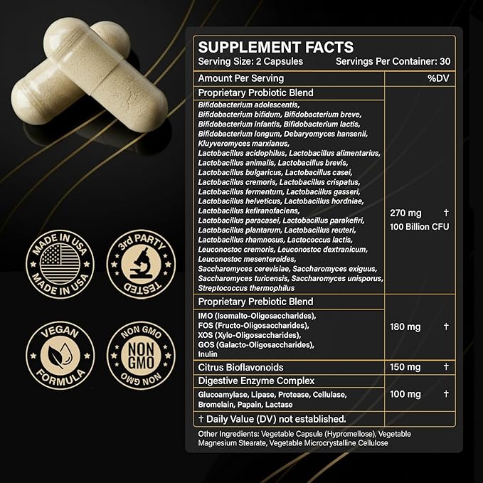 Probiotics with Prebiotics for Men and Women - 35 Strains Probiotic 100 Billion CFU for Gut & Digestive Health, Vegan Acidophilus Probiotics Supplement, Non-GMO Raw Probiotic 120 Caps