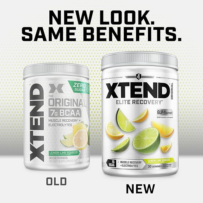 Xtend Original BCAA Powder, 7g BCAAs and 2.5g L-Glutamine for Muscle Recovery Hydration and Lean Muscle, Sugar Free Intra and Post Workout Drink with Electrolytes, Lemon Lime Squeeze, 30 Servings