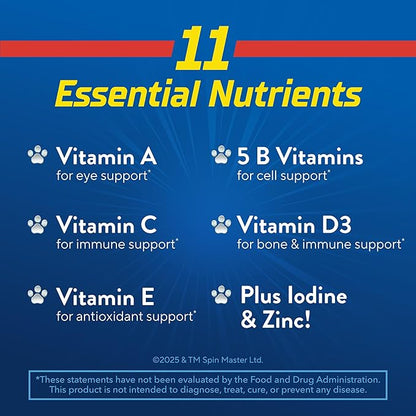 L’il Critters Paw Patrol Gummy Vites Daily Gummy Multivitamin for Kids, Vitamin C, D3 for Immune Support Cherry, Orange and Blueberry Flavors, 60 Gummies