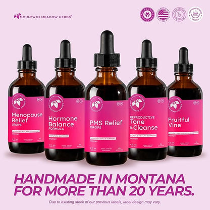 Mountain Meadow Herbs PMS Relief Drops | Liquid Herbal Supplement for Menstrual Period Discomfort | Hormonal Support for PMS Cramps, Mood Swings & Acne with Chaste Tree Berry (Vitex) & Wild Yam 2oz