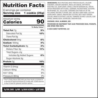 Quest Nutrition Frosted Protein Cookies, Chocolate Cake, <1g Sugar, 5g Protein, 1g Net Carbs, Gluten Free, 8 Cookies
