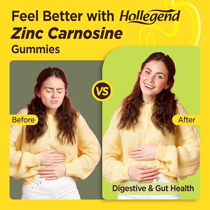 Zinc Carnosine Supplement Sugar Free, Organic Zinc Carnosine 75mg with L-glutamine, Probiotic & Herbal Blend, Comprehensive Gut & Digestive Health Support, Bloating Relief, Vegan, Non-GMO, 60 Gummies