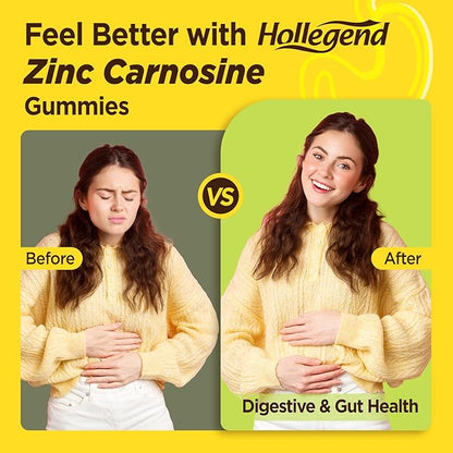 Zinc Carnosine Supplement Sugar Free, Organic Zinc Carnosine 75mg with L-glutamine, Probiotic & Herbal Blend, Comprehensive Gut & Digestive Health Support, Bloating Relief, Vegan, Non-GMO, 60 Gummies