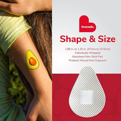 BioSwiss Bandages, Avocado Shaped Self Adhesive Bandage Set, Latex Free, Sterile Wound Care, 50 Count