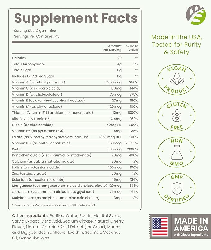 BariSlim Advanced Bariatric Multivitamin Gummies - Specially Formulated Bariatric Vitamins for Patients After Weight Loss Surgery - Supports Energy & Immune Health | Kiwi (90 Vegan Gummies)