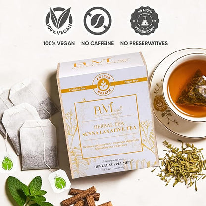 Puvi Care Smooth Move Tea Laxatives for Constipation, Senna Tea for Constipation relief for constipation relief for adults, Reduce Bloating & Discomfort | Non-GMO, Gluten Free | Herbal Tea 20 Tea Bags