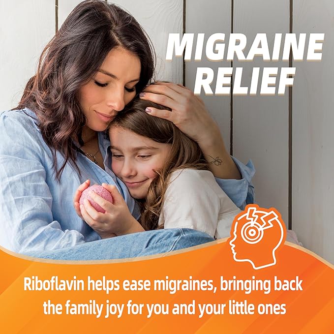 Vitamin B2 Gummies | Riboflavin 400mg | B2 Vitamin 400mg Chewable for Adults and Kids, Migraine Relief & Energy and Nervous System Support, Non GMO, Vegan - 120 Counts