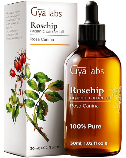 Gya Labs Rosehip Oil for Face (30ml) & Evening Primrose Oil for Face (100ml) Set - Aromatherapy Grade Essential Oils Set