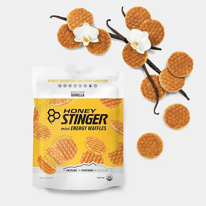 Honey Stinger Organic Mini Vanilla Waffles | Energy Stroopwafel for Exercise, Endurance and Performance | Sports Nutrition for Home & Gym, Pre and Post Workout | 5 Bags, 26.5 Ounces