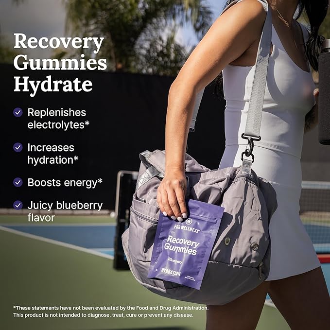 Electrolyte Recovery Gummies - Blueberry Flavor Hydration Gummies with VitaBlue - Blueberries & Electrolytes - Exercise Recovery, Energy Boost, Replenishment & Antioxidants Non-GMO, Vegan, 90ct