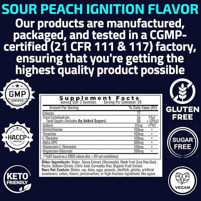 Alpha GPC Teacrine Magnesium L-Threonate & Glycinate Complex L-Theanine Methylliberine Gummies, Caffeine Gum Capsules Pills Supplement Pill Capsule Powder Supplements Alternative, 100mg 200mg 300mg