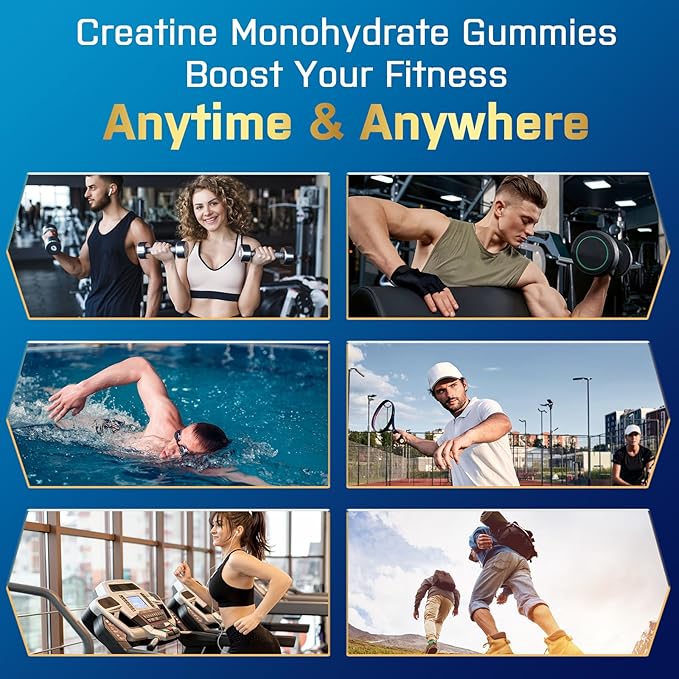Creatine Monohydrate Gummies for Men & Women Pre Workout Gummies with Taurine, Vitamin B6 & B12 Creatine Monohydrate Chewable for Increase Strength, Energy, Endurance, Muscle, Organic (2 Packs)