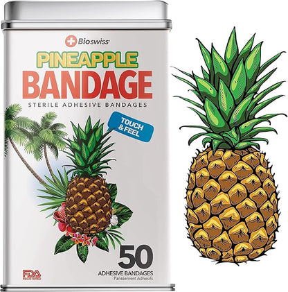 BioSwiss Bandages, Pineapple Shaped Self Adhesive Bandage Set, Latex Free, Sterile Wound Care, 50 Count