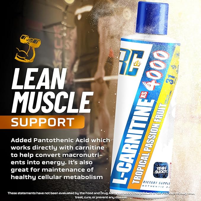 Ronnie Coleman Signature Series L-Carnitine XS 4000 Liquid, Stimulant Free, Sugar Free, Zero Carbs, Dietary Supplement for Men & Women, 16 oz (Tropical Passion Fruit)