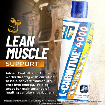 Ronnie Coleman Signature Series L-Carnitine XS 4000 Liquid, Stimulant Free, Sugar Free, Zero Carbs, Dietary Supplement for Men & Women, 16 oz (Tropical Passion Fruit)