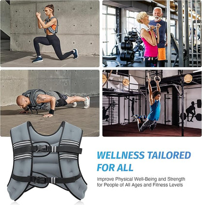 ZELUS Weighted Vest, 6lb/8lb/12lb/16lb/20lb/25lb/30lb Weight Vest with Reflective Stripe for Workout, Strength Training, Running, Fitness, Muscle Building, Weight Loss, Weightlifting
